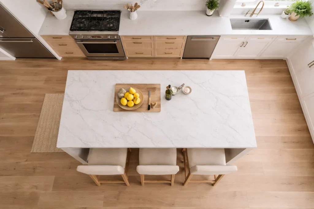 Kitchen island creating an efficient workspace